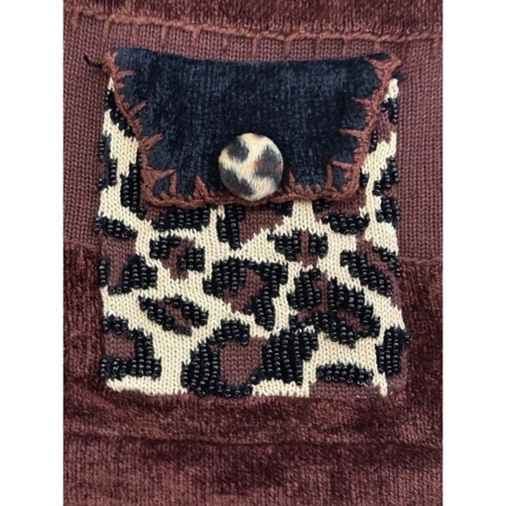 Berek Cardigan Womens L Leopard Print Button Up Art To Wear Statement Jacket - Picture 12 of 16